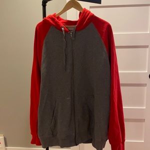 Full Zip Red and Gray Sweatshirt Jacket